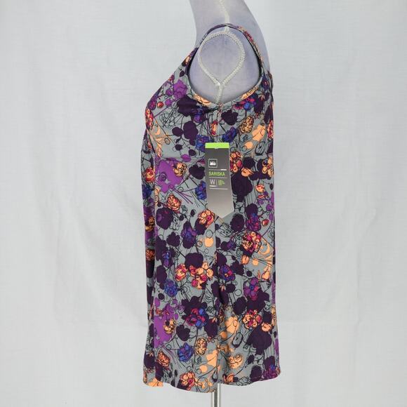 REI Top Womens 14 Sariska Yoga Tunic Gray Purple Stretch Knit Attached Bra New - Picture 13 of 14